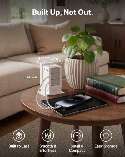 Gitryin Tower Charging Station for Nightstand, 120W Retractable Charger - Image 5