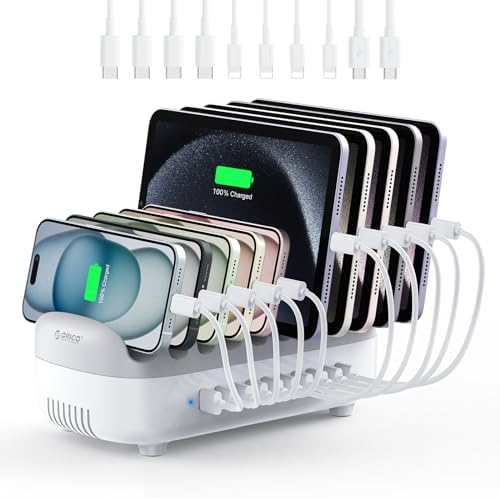 ORICO 10-Port Charging Station, 120W Max Output USB Charger Dock, White by ORICO