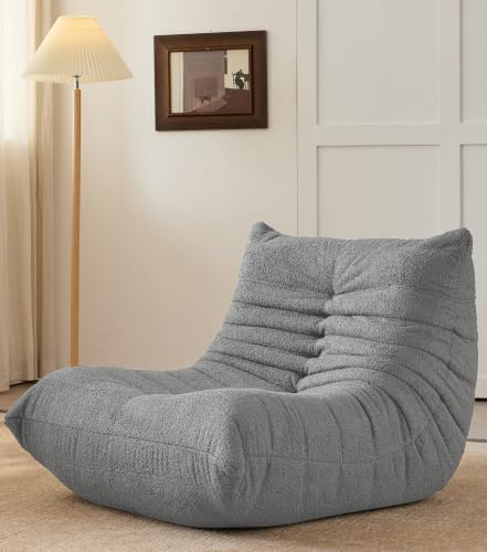 Adults Bean Bag Chairs Togo Couch Comfy Lazy Floor Sofa, Grey,1 Seater by SYFERLORY