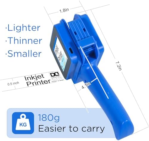 Handheld Inkjet Printer with 42ml Quick-Drying Ink Cartridge, 0.5 Inch Nozzle Ink Jet Coding Machine for EXP Date/Batch Number/QR Code/Barcode/Logo/Text (ZM-C12mini) (Blue) - Image 4