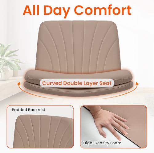 Orange Factory Criss Cross Chair, Wide Leather Vanity Desk Seat, Brown Pu - Image 3