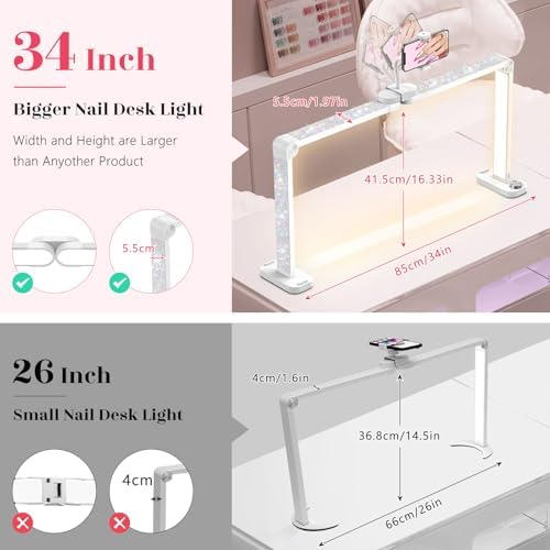 Half Moon Light for Nail Desk: 34" Large Foldable Nail Light for Desk - Image 5