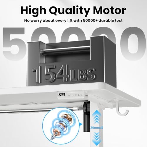 32" Electric Standing Desk, Small Desk 3 Adjustable Height White - Image 4