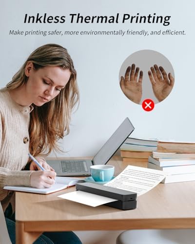 iDPRT Portable Thermal Printer, MT610 Pro Wireless for Travel, 300 DPI Bluetooth Inkless Printer Support 8.5" X 11" US Letter&A4&A5 Thermal Paper for Home, Compatible with iOS, Android, Laptop, Black - Image 2