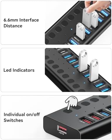 Powered USB Hub, AGEEN 16-Port USB 3.2 Hub (14 USB-A+2 USB-C), 10Gbps - Image 7
