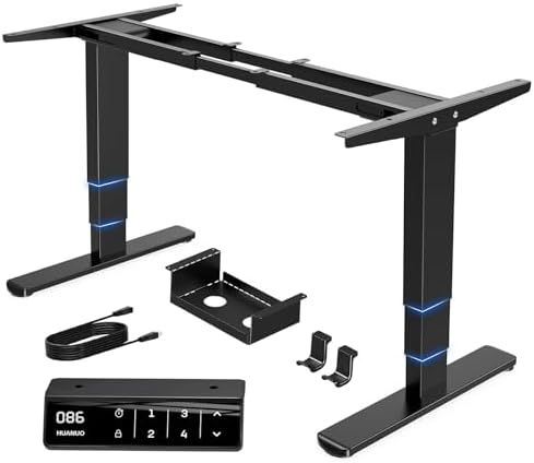 HUANUO 3-Stage Dual Motor Electric Standing Desk Frame, 265 lbs, Black by HUANUO