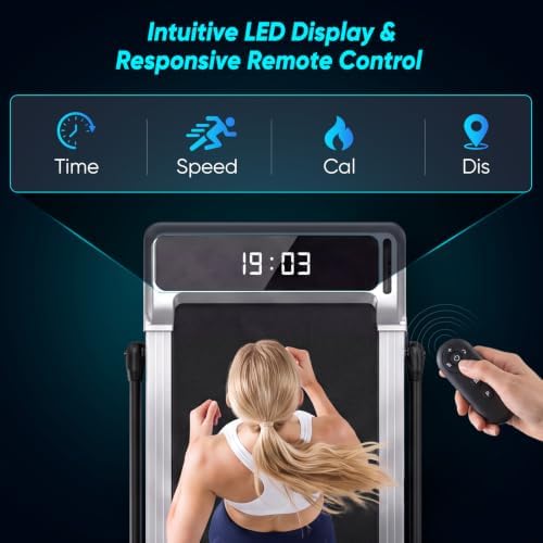 NEWBULIG Walking Pad Treadmill for Home, Lightweight Walk Machine with Remote Control and LED Display, Portable Treadmill Under Desk for Walking, Jogging, Running - Image 3
