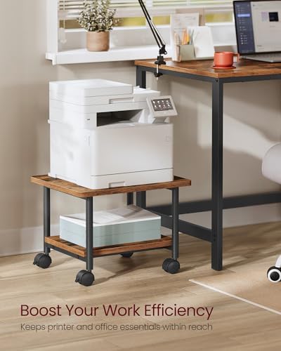 VASAGLE 2-Tier Printer Stand with Locking Wheels, Under Desk Printer Table - Image 3