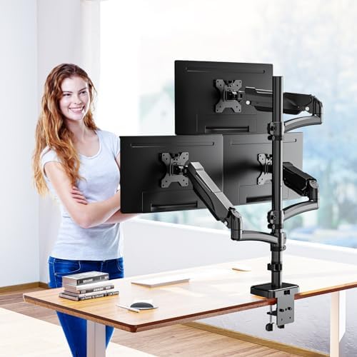 MOUNTUP Triple Monitor Mount for Max 32 Inch Screen, Each Arm Holds 4.4-17.6lbs, 3 Monitors Desk Mount, Triple Monitor Stand for Desk, Adjutable Triple Monitor Arm with Clamp/Grommet Base - Image 6