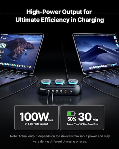 200W GaN Desktop Charging Station, 8-in-1 Desk Accessories with RGB Lights - Image 3