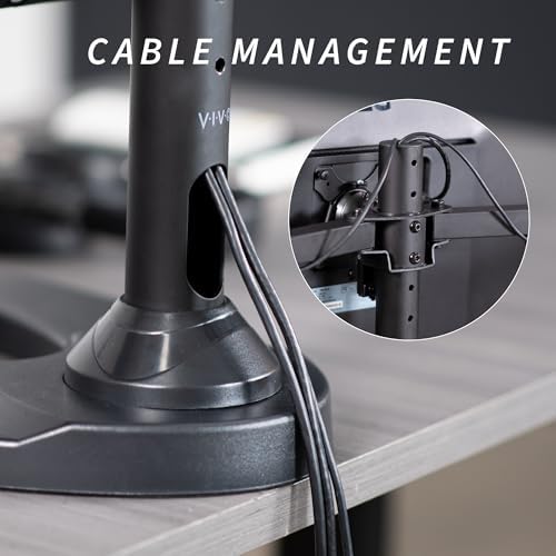 VIVO Triple Monitor 23 to 32 inch LED LCD Freestanding Desk Stand, Heavy Duty Articulating VESA Computer Mount, Holds 3 Screens, Fully Adjustable for Home Office Workstation, Black, STAND-V103F - Image 6