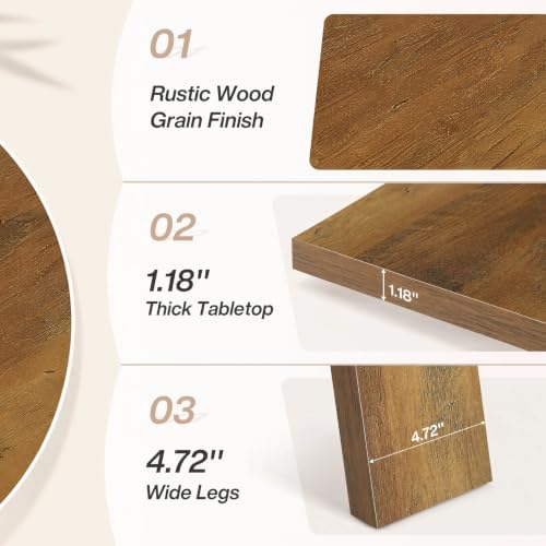 Tribesigns 63" Farmhouse Executive Desk with Sturdy Legs, Brown - Image 6