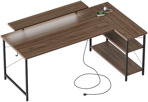 Mericonia 55 in L Shaped Gaming Desk, Large Corner Desk with Monitor Stand by MERICONIA