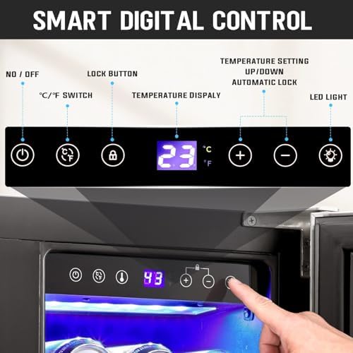 Antarctic Star 24 Inch Dual Zone Wine Fridge and Beverage Refrigerator, Built-in or Freestanding Mini Fridge with Clear Glass Door & LED Light, for Beer, Soda, and Wine - Image 4