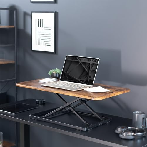 VIVO Vintage Brown 32 in Single Top Standing Desk Converter, DESK-V032JN - Image 2