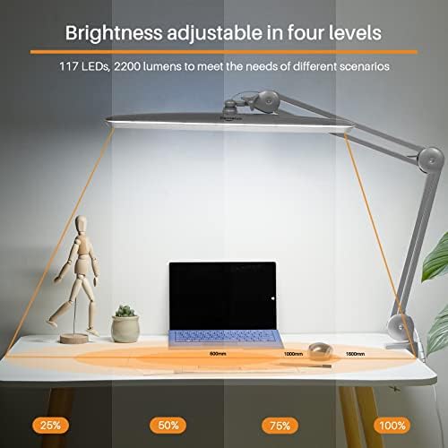 23-Inch LED Task Lamp with Clamp, 24W 2200LM, Silver - Image 2