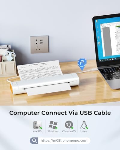 Phomemo Inkless Portable Printer for Travel - Wireless Thermal Printer Compatible with Phone & Laptop, Bluetooth Printers Supports 8.5" X 11" Letter Thermal Paper, Come with Carry Case - Image 4