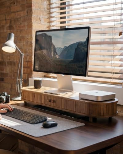 42 Inch Curved Dual Monitor Stand Riser with Storage Desk Shelf - Image 2