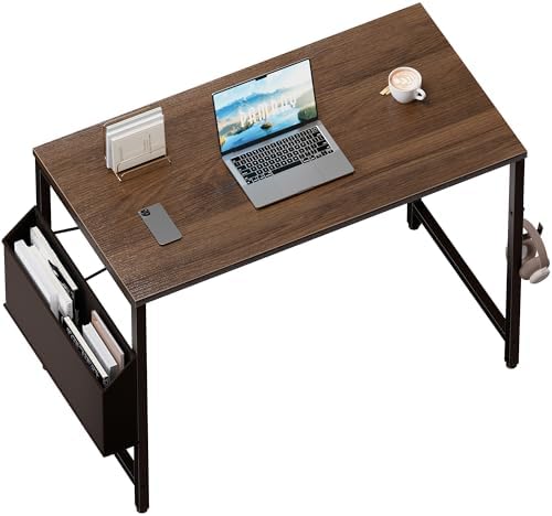 Pamray 32 Inch Computer Desk for Small Spaces with Storage Bag, Home Office Work Desk with Headphone Hook, Small Office Desk Study Writing Table by PAMRAY