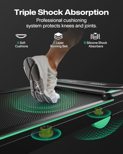 UREVO Strol 2E Smart 2-in-1 Folding Treadmill, Compact Walking Pad with Safety Handle, Plug and Play, Standing Desk Treadmill with Dual LED Display, Smart APP, Walking or Running for Home - Image 3
