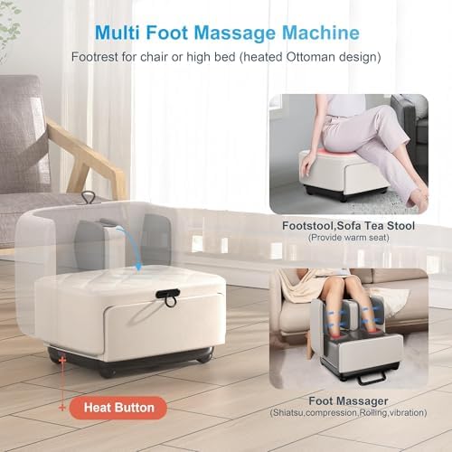 COMFIER 2-in-1 Shiatsu Foot Massager&Foot Rest,Foot and Calf Massager with APP Control,Heated Feet Massager for Foot Pain Relief,Gifts for Men Women - Image 2