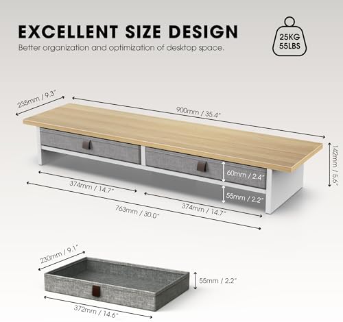 Fenge 35 Inch Monitor Stand with Drawer Storage, Computer Riser for Desk - Image 5