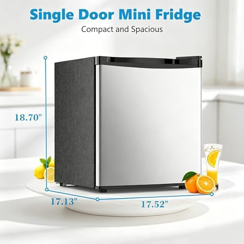 Antarctic Star Mini Fridge, Rated 1.6 cu.ft, Small Upright Refrigerator with Removable Shelves, 7 Adjustable Thermostat, Low Noise for Bedroom/Apartment/Office,Silver - Image 4