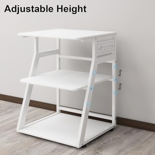 Natwind 3 Tier Large Printer Stand, 24"x20", with Charging Station,White - Image 5
