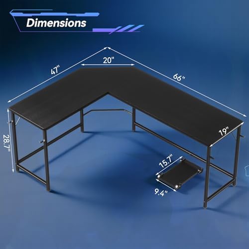 DUMOS 66" L Shaped Gaming Computer Desk, Sturdy Corner Table - Image 3