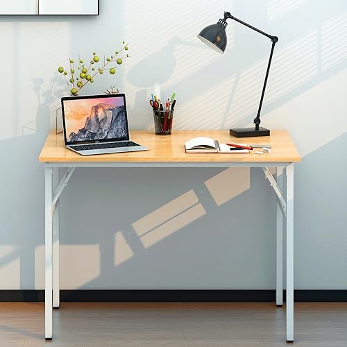 Need Office Computer Desk 39.3 Inch Sturdy Folding Laptop Table Teak - Image 5