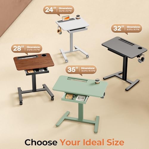 Mobile Standing Desk with Drawer, 35"×20" Small Laptop Desk - Image 6