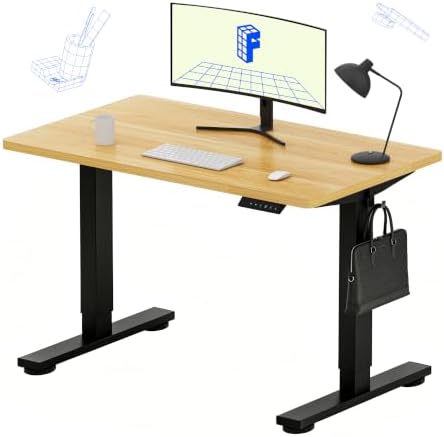 FLEXISPOT EN1 40"x24" One-Piece Standing Desk, Maple (Black Frame) by Unknown