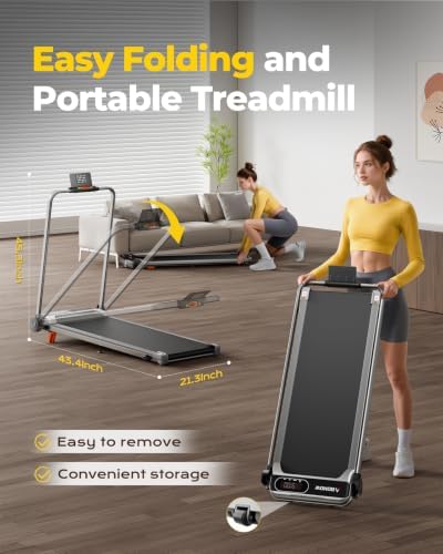 Abonow Walking Pad Treadmill with Handle Bar for Home Office - Image 3