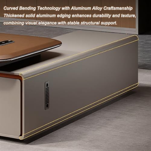 Executive Office Desk with Storage Cabinet,Modern l Shaped Executive Desk,50MM Thick Desktop for CEO Office, Reception & Commercial Workspace - Image 6