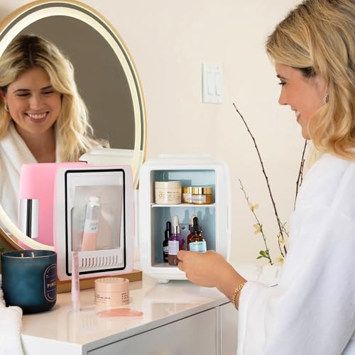 Cooluli Mini Fridge for Bedroom - Car, Office Desk & Dorm Room - Portable 4L/6 Can Electric Plug In Cooler & Warmer for Food, Drinks, Skincare Beauty & Makeup - 12v AC/DC & Exclusive USB Option, Pink - Image 3