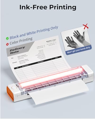 Phomemo Portable Printers Wireless for Travel, M08F Thermal Bluetooth Printer Support for 8.5"x11" US Letter, Inkless Printer Compatible with iOS, Android,White,1 Printer + 10 Sheets of Thermal Paper - Image 5