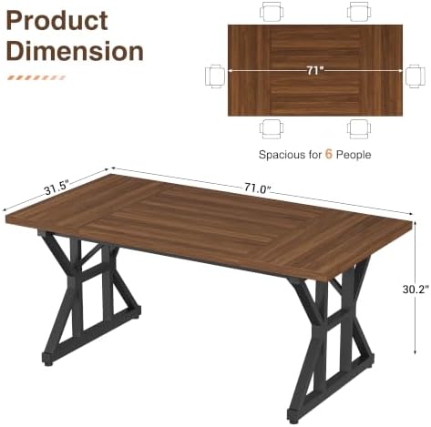 YOUDENOVA 71 Inch Executive Desk, Large Computer Office Desk Workstation with Thick Desktop & Heavy Duty Metal Legs, Modern Industrial Wood Writing Study Table for Home Office (Deep Brown/Black) - Image 2