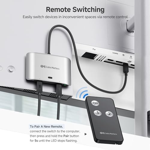 Cable Matters 20Gbps USB C KVM Switch for 2 Computers, 140W PD Charging - Image 6