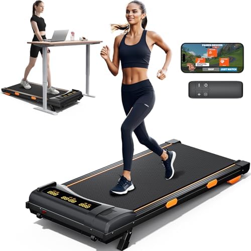 Walking Pad Treadmill with Incline for Home, 2.5HP Under Desk Treadmill for Walking, 300lb Weight Capacity, Compact for Small Spaces & Carpet, Remote Control & APP, Home Gym by HONRISE