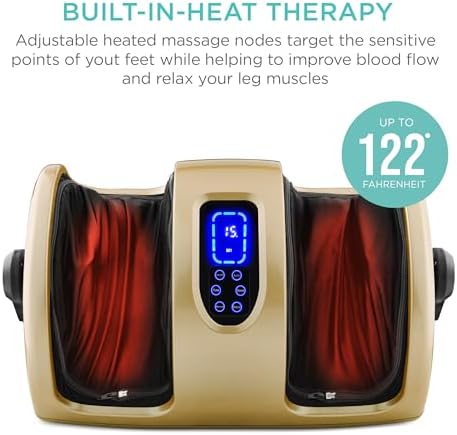 Best Choice Products Shiatsu Foot Massager with Heat for Plantar Fasciitis & Neuropathy, Kneading Foot & Calf Massager with Remote, 360° Adjustable Handle, Rolling & Compression Massage - Gold - Image 3