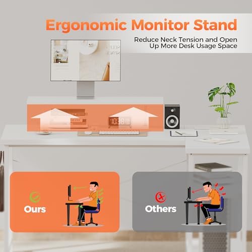 Mericonia 48 in Corner Desk with Monitor Stand, Small L Shaped Gaming Desk - Image 4