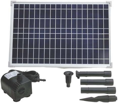 25W Solar Water Pump KIT: DC Dry-Run Protection Water Pump 370GpH with 18V 25W Solar Panel for Fountain, Fish Pond, and Aquarium (No Backup Battery) by AEO