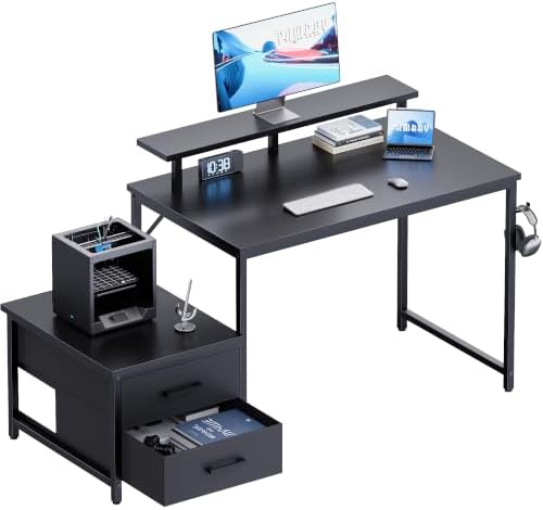Pamray 50 Inch Small Computer Desk with Drawers and Storage by PAMRAY