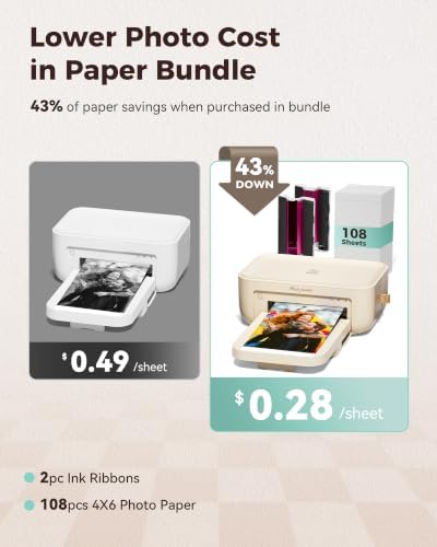 HPRT CP4100 4X6 Photo Printer for iPhone & Android, 108 Sheets & 2 Ribbons - Image 3