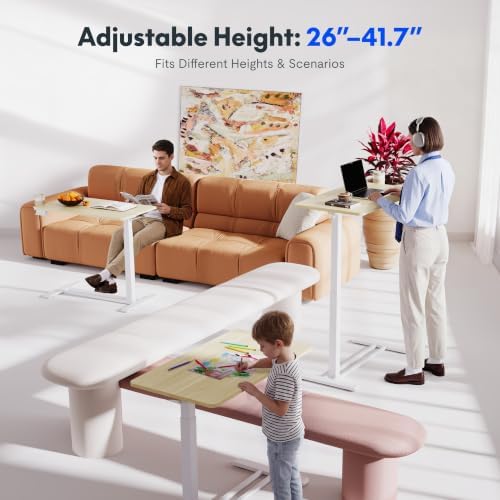FLEXISPOT H7 32" Pneumatic Height-Adjustable Overbed Table with Wheels - Image 3