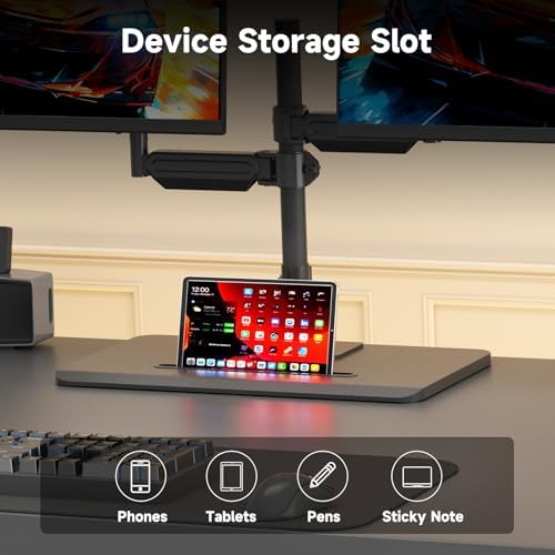 Suptek Freestanding Dual Monitor Stand for 2 Screens up to 35 Inches, Height Adjustable Monitor Arms Hold 24.25 lbs Each, Full Motion Dual Monitor Mount with Large Stable Base, VESA 75/100 - Image 6