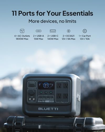 BLUETTI Solar Generator Elite 100 V2 with 100W Solar Panel, 1024Wh 1800W - Image 4