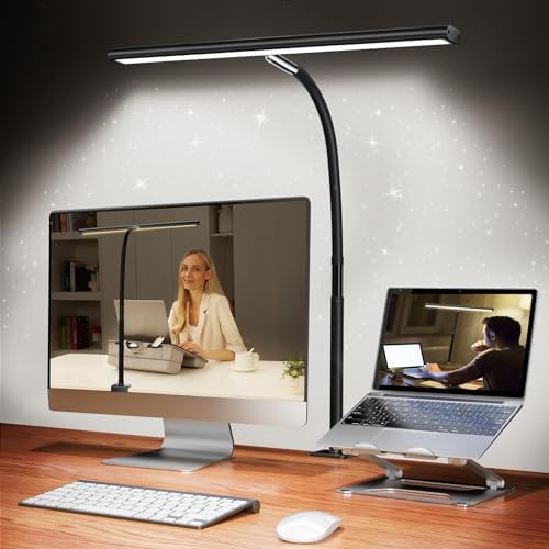Airlonv LED Desk Lamp with Clamp, 17" Stepless Dimming Light, Black by Airlonv