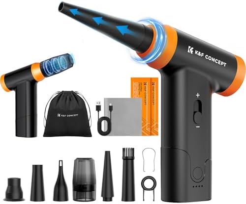 K&F Concept 14 in 1 Compressed Air Duster, Stepless Adjustable 150000RPM Electric Air Duster, Adjustable&Portable Air Blower for Deep Clean, Computer Keyboard Car Home- Replace Compressed Air Cans by KFCONCEPT