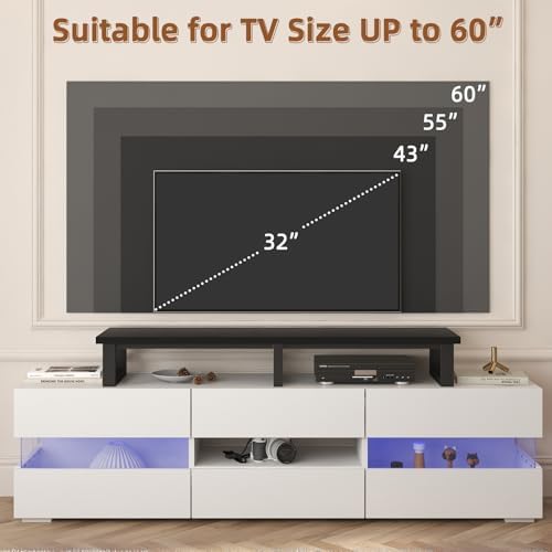 YAOHUOO 45" Large TV Riser for 32-60 inch TV, TV Riser Stand Shelf,Black - Image 3